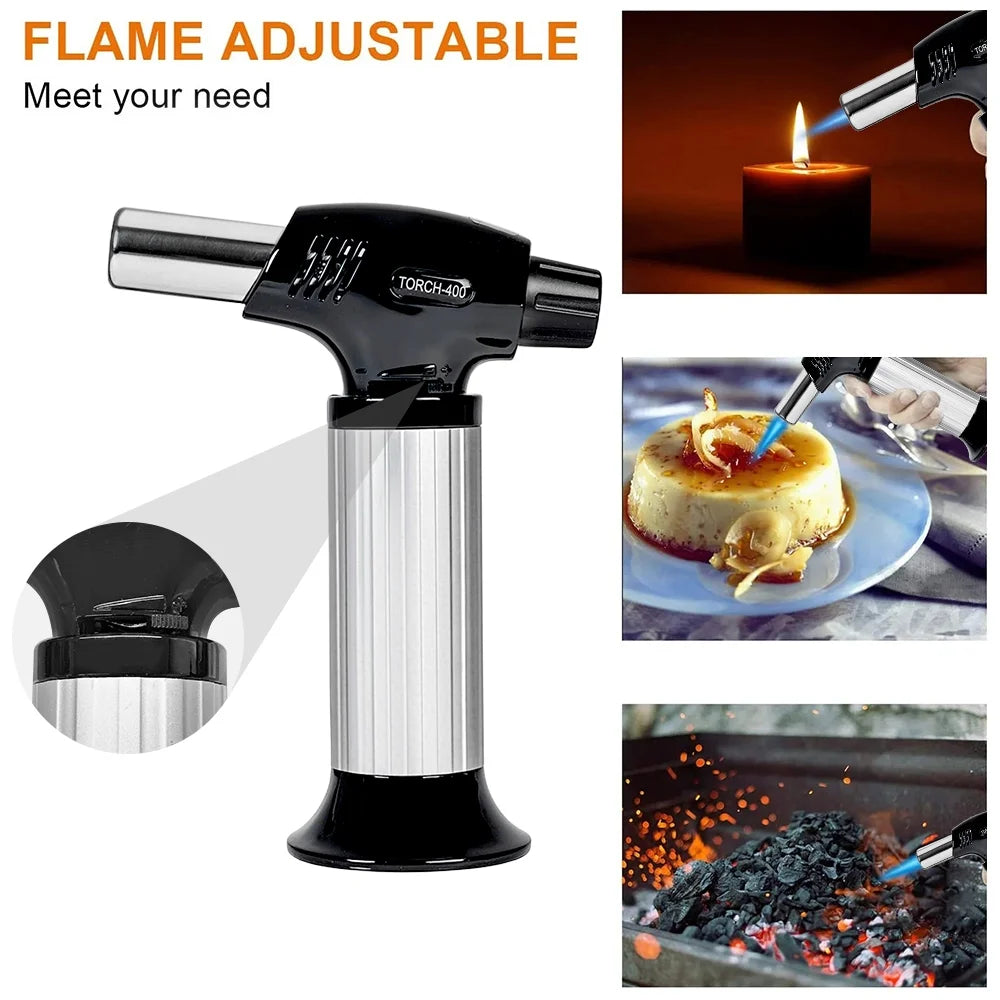Culinary Butane Torch Lighters Kitchen Blow Torch for Cooking with Safety Lock & Adjustable Flame, Refillable Kitchen Torch & Cooking Torch for Creme Brule & Baking
