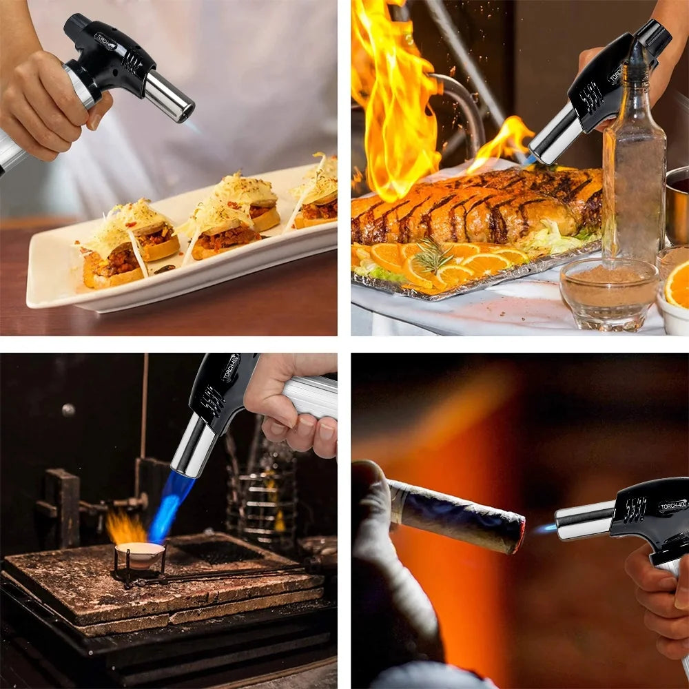 Culinary Butane Torch Lighters Kitchen Blow Torch for Cooking with Safety Lock & Adjustable Flame, Refillable Kitchen Torch & Cooking Torch for Creme Brule & Baking