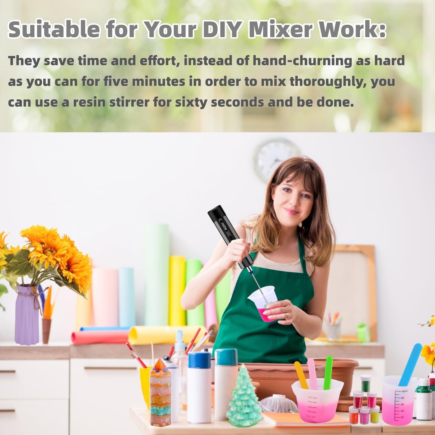 Rechargeable Handheld Epoxy Resin Mixer for Tumblers Epoxy Resin Molds Paint