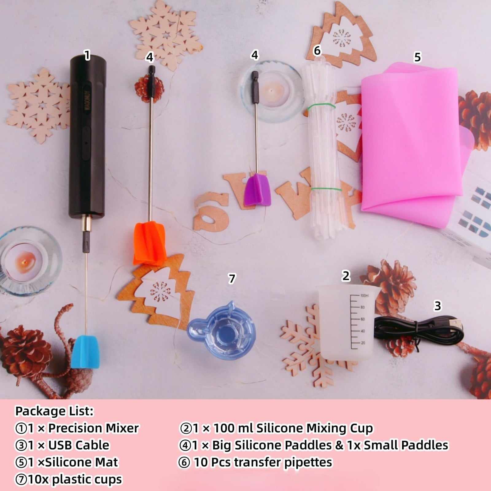 Rechargeable Handheld Epoxy Resin Mixer for Tumblers Epoxy Resin Molds Paint