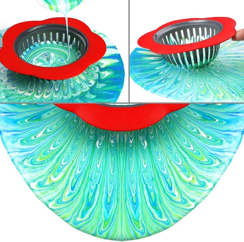 Acrylic Pouring Strainers,  5 PCS Flow Painting Tools Christmas DIY Kits Drawing Sets Flower Strainers Plastic Silicone Drain Basket Unique Pattern Train Art Supplies