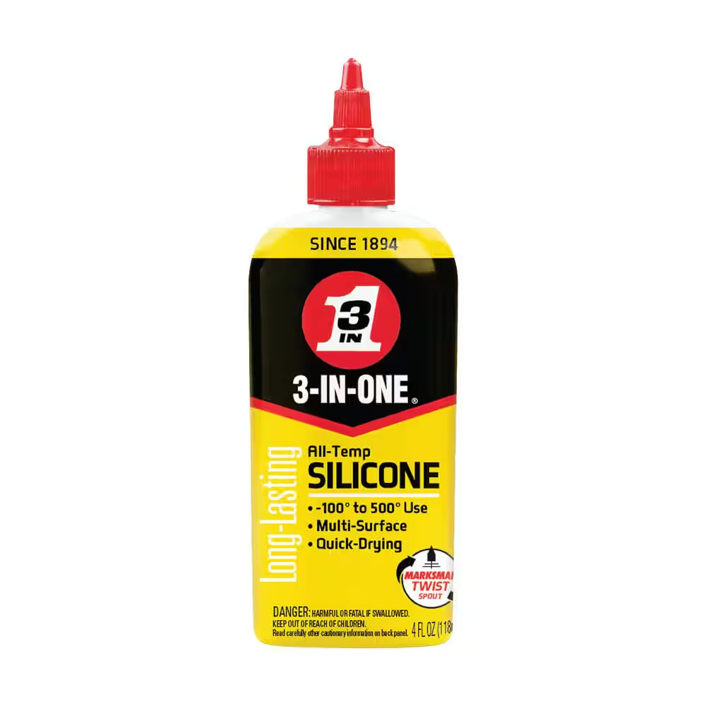 4 Fl. Oz. All-Temp Silicone Drip Oil, Long-Lasting Lubricant
