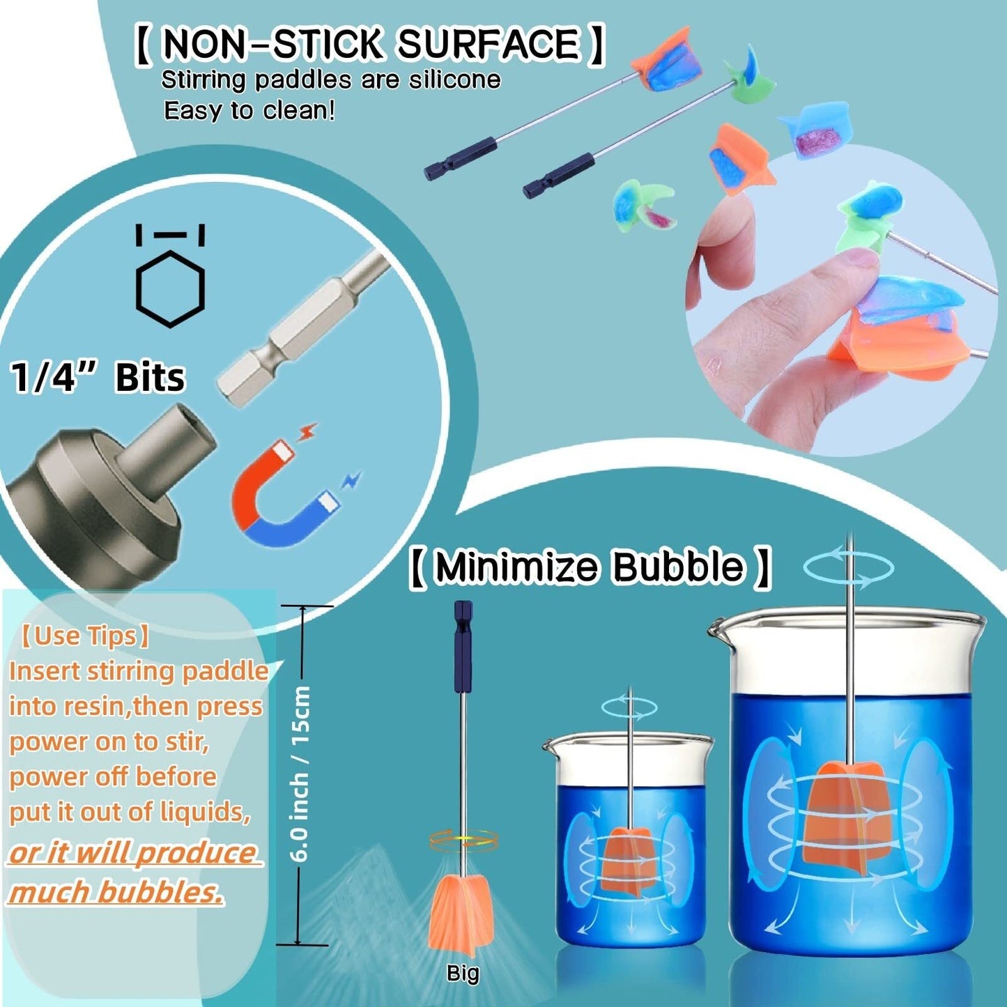 Rechargeable Handheld Epoxy Resin Mixer for Tumblers Epoxy Resin Molds Paint