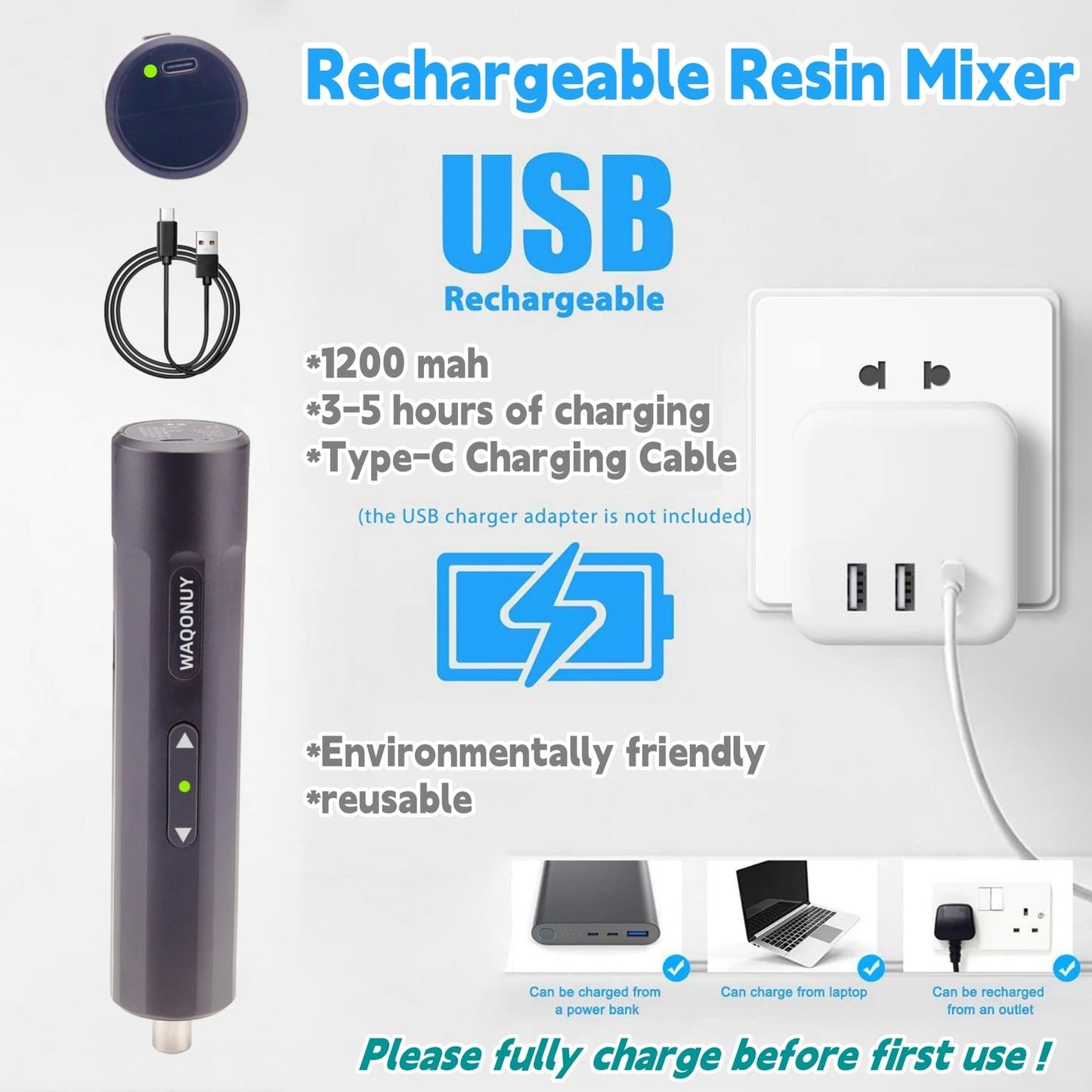 Rechargeable Handheld Epoxy Resin Mixer for Tumblers Epoxy Resin Molds Paint