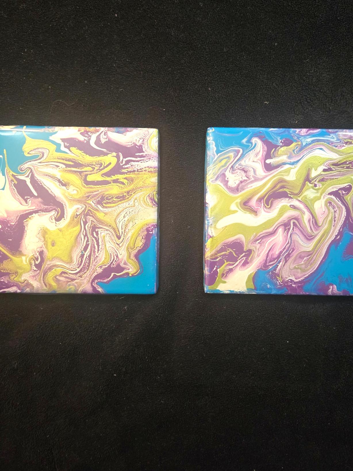 Psychedelic Storm Coaster Set (2-Pack) – Handmade Pour Art